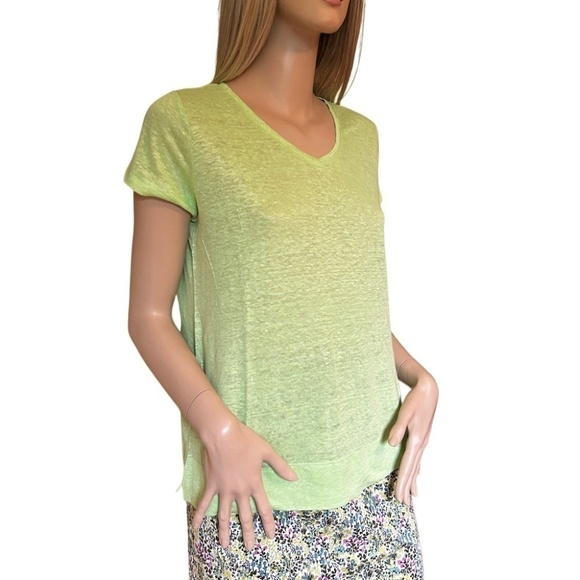J. Jill Love Linen 100% V-Neck Top Tee Tank Shirt Lime Mint Green XSP-S - Picture 4 of 16